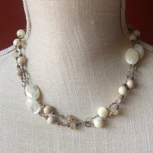 SILPADA Sterling Silver Faceted Mother of Pearl and Quartz Necklace - Picture 4 of 7